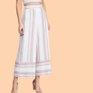 Amanda Uprichard Ravine Sparkle Linen Blend Wide Leg Pants Positano Stripe XS